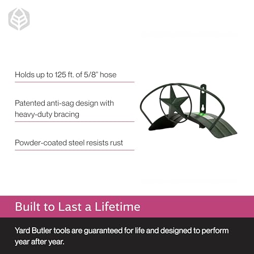 Yard Butler Heavy Duty Wall-Mounted Hose Hanger - Star Design, Green - color: Weathered Green, size: Star