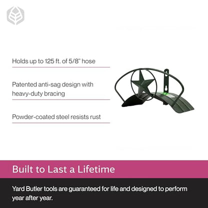 Yard Butler Heavy Duty Wall-Mounted Hose Hanger - Star Design, Green - color: Weathered Green, size: Star