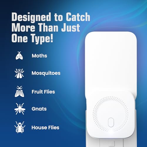 Glevro® 1 Fruit Fly Traps for Indoors & 5 Adhesive Cartridges - Plug in Fly Trap Indoors - Gnat Traps – Bug Light Trap Indoor – Flying Insect Traps Indoor - style: 1 Device & 5 Refill