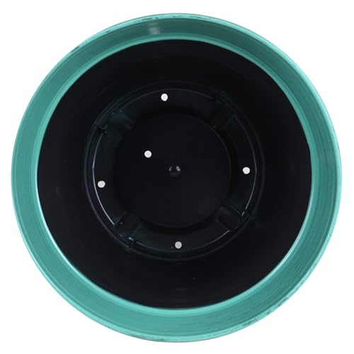Garden Elements Indoor/Outdoor Glazed Brushed Happy Plastic Planter, Large, Dark Aqua, 15" - color: Dark Aqua
