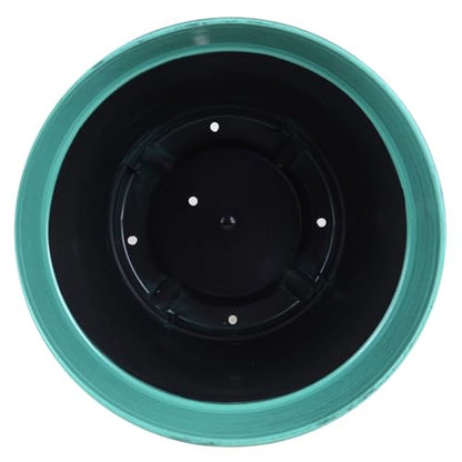Garden Elements Indoor/Outdoor Glazed Brushed Happy Plastic Planter, Large, Dark Aqua, 15" - color: Dark Aqua