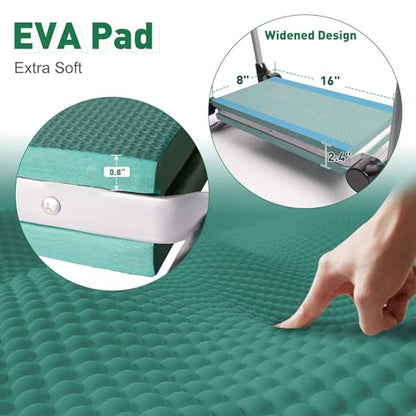 Garden Kneeler and Seat Bench Garden Workseat,Upgraded Smart Folding Gardening Bench Widen EVA Foam Kneeling Pad and Detachable Tool Pouch Portable Gardening Stools for Back Yard Outdoor Fishing