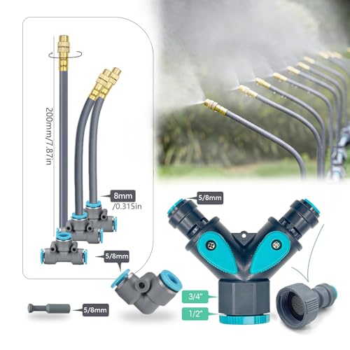 Drip Irrigation System, 100Ft 5/16 Inch Hose, 30 Adjustable Copper Nozzles, Automatic Atomizing Watering Kit for Greenhouse, Outdoor, Raised Bed, Lawn - size: 100FT