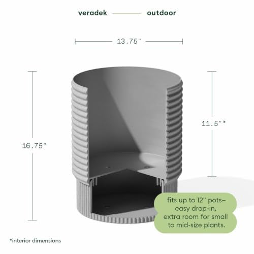 Veradek Mod Series Medium Planter - Round Outdoor Planter with Shelf - color: Gray, size: 17 inch