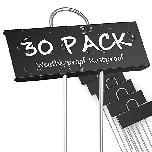 STARTOSTAR 30-Pack Metal Plant Labels Weatherproof Garden Markers,Height 10.6'', Label Area 3.5''X 1.2'' Reusable Nursery Tags for Vegetables Herb Flower Seed Greenhouse - Black - color: Black 30-pack