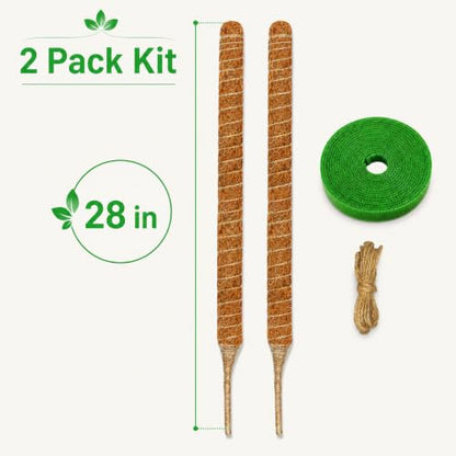 2 Pack 28'' Moss Pole for Monstera, Bendable Coco Coir Plant Support Stakes - size: 2 Pack ( 28-Inch)