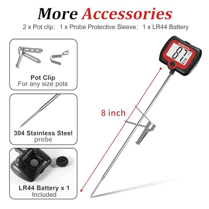 BOMATA Digital Candy Thermometer with Pot Clip, Deep Fry Oil Thermometer - color: Black