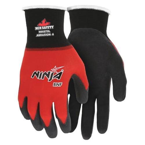 MCR Safety N96970XS Nitrile Gloves, X-Small, 1-Pair, X - Small, Red - size: X-Small