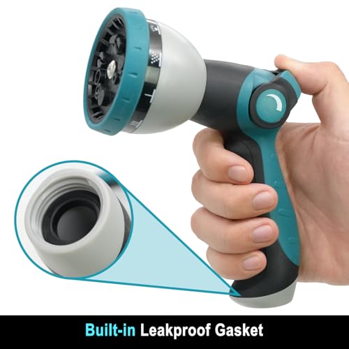 Besiter Hose Nozzle, Garden Hose Nozzle with 10 Spray Patterns, Thumb Control On Off Valve, Adjustable and Heavy Duty for Washing Car, Watering Plants, Washing Pets, and Home Use - color: BlueBlack