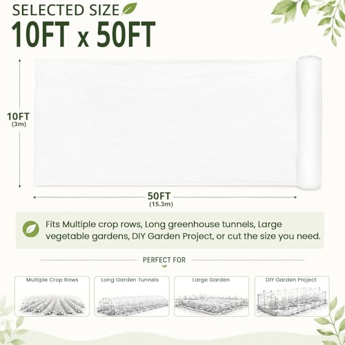 10Ft x 50Ft Garden Netting, Fine Mesh Insect Netting for Plant Protection - size: 10Ft x 50Ft