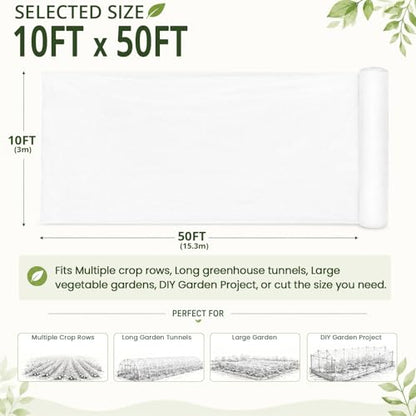 10Ft x 50Ft Garden Netting, Fine Mesh Insect Netting for Plant Protection - size: 10Ft x 50Ft