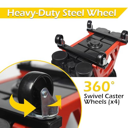 MaxWorks 50957 Ergonomic Seat Mechanic Stool Chair 22.9" L x 13.9" W x 17" H, with 4pcs 2.5" Swivel Casters, with Tool Tray for Workshop, Garage, Auto Repair - 300 Lbs Capacity - style: Ergonomic