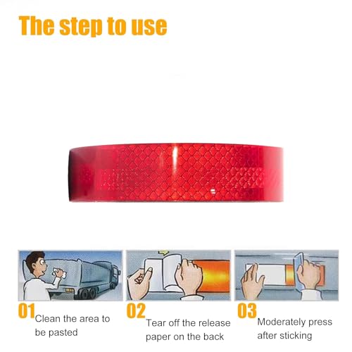 Reflective Tape, Waterproof Self Adhesive Dot Safety Reflector - color: Red, size: 1 Inch x 115 Feet