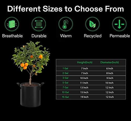 Gardenera Fabric Grow Bags - 50-Pack 3 Gallon Planters with Handles, Ideal for Growing Small Trees and Bushes - color: 50-pack, size: 3 Gallons