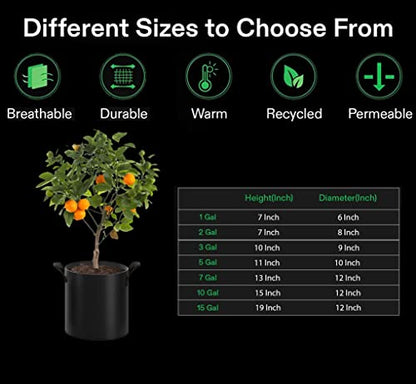 Gardenera Heavy Duty Grow Bags - 10 Pack of 5 Gallon Nonwoven Fabric Plant Pots with Sturdy Handles, Suitable for All Kinds of Plants - color: 10-pack, size: 5 Gallons