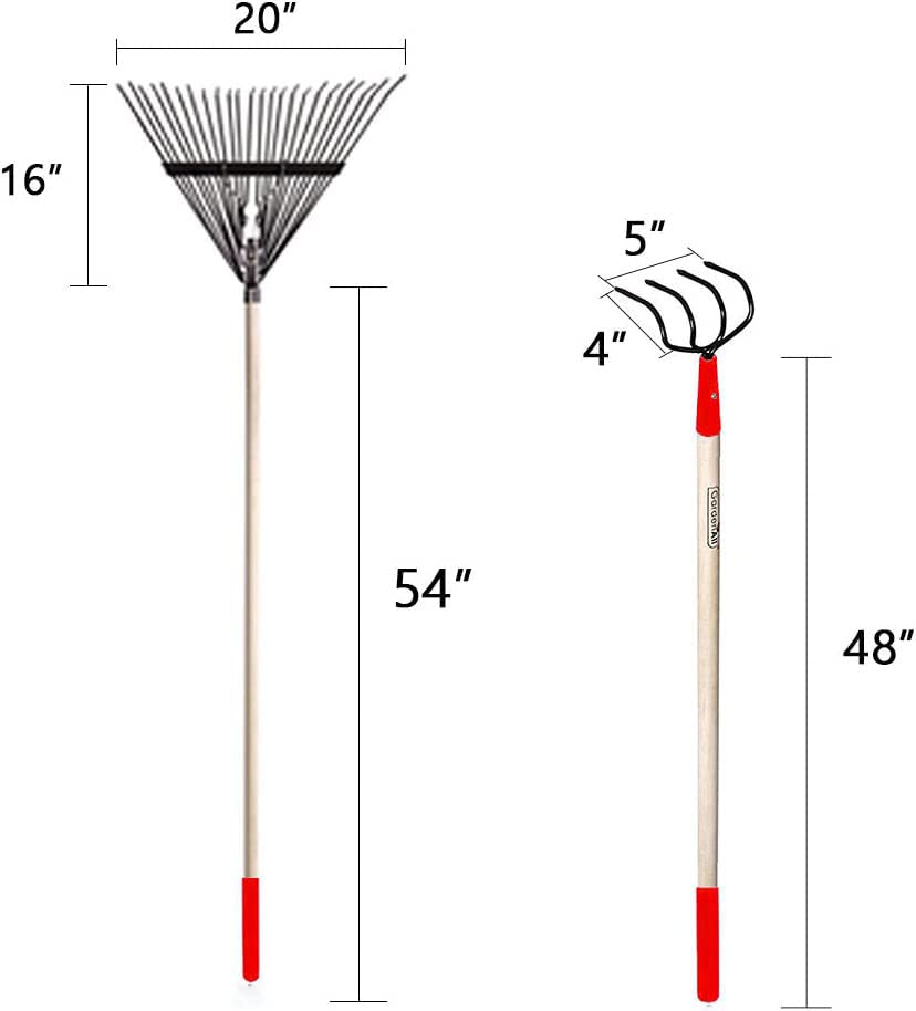 GardenAll Rake Shovel Set 7-Piece Long Handle Garden Tools Set, Include Shovel Rake Hoe,Gardening Tools for Women,Lightweight Ergonomic Wood Handle Yard Work Set