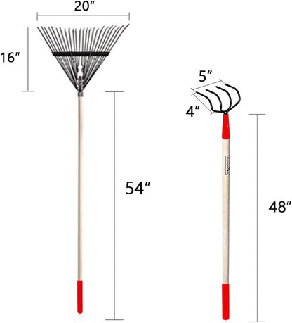 GardenAll Rake Shovel Set 7-Piece Long Handle Garden Tools Set, Include Shovel Rake Hoe,Gardening Tools for Women,Lightweight Ergonomic Wood Handle Yard Work Set