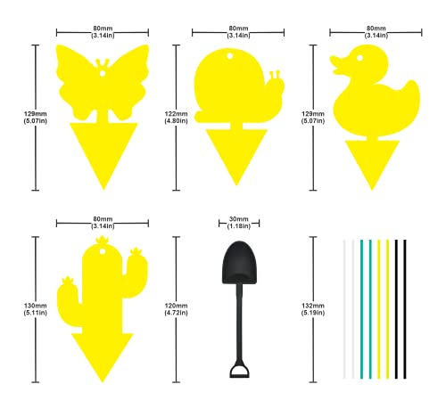 Gideal 48-Pack Dual-Sided Yellow Sticky Traps for Indoor/Outdoor Use, Gnat Trap for Flying Plant Insect Such as Fungus Gnats, Whiteflies, Aphids, Fruit Fly, Leafminers, etc - Cute Shapes - size: 48 Pack