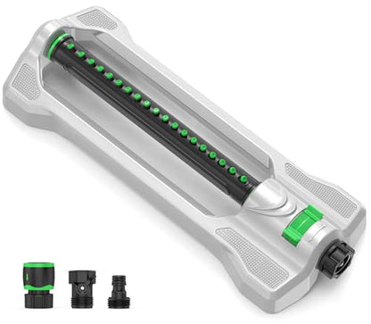 Heavy Duty Oscillating Sprinkler for Yard, Metal Base, 19 Nozzles