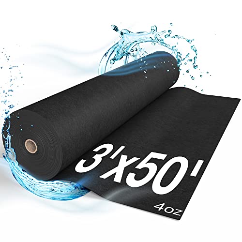 Non Woven Geotextile Fabric, 3ft x 50ft 4oz BE&ST for Landscape Projects, French Drains, Retaining Walls, Underlayment, Drainage, PROF Industrial Fabric, Tensile strength - 450 N; Load limit - 1500 N - size: 3'x50'