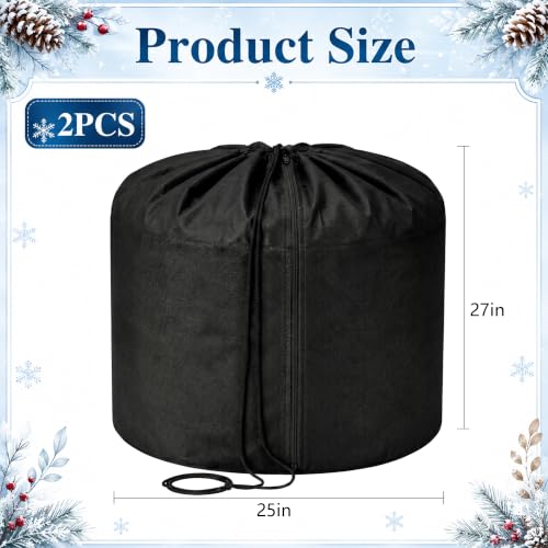 2 Pack Plant Winter Protection Pot Cover, 27"x25" Anti-Frost Flower Pot Bag - color: Black-2 pcs