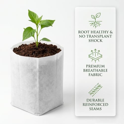 gardtree Plant Nursery Bags 5.5 * 6.3 inches 200PCS, Non-Woven Biodegradable Plant Grow Bags Fabric Seedling Starter Bags for Vegetable Flower Fruit Saplings Tree, Home Garden Supply - color: White, size: 5.5"x6.3"/200PCS