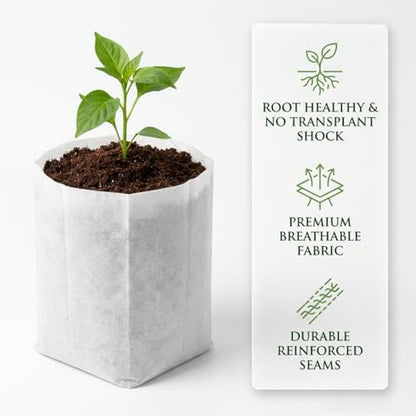 gardtree Plant Nursery Bags 5.5 * 6.3 inches 200PCS, Non-Woven Biodegradable Plant Grow Bags Fabric Seedling Starter Bags for Vegetable Flower Fruit Saplings Tree, Home Garden Supply - color: White, size: 5.5"x6.3"/200PCS