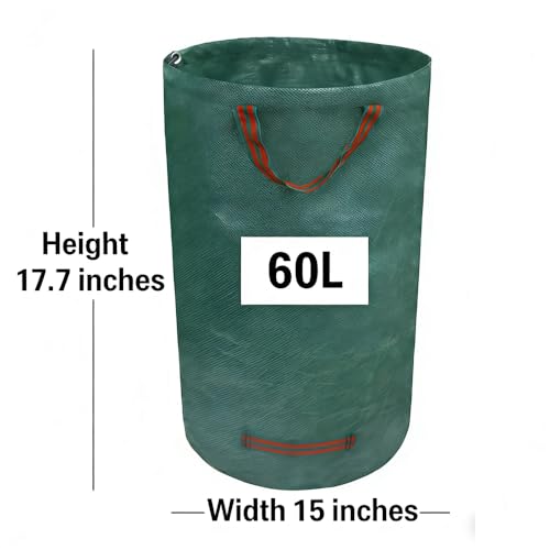 1 Pack Collapsible Yard Waste Bags, 13 Gallon Reusable Small Garden Bags with Handles, Portable Foldable Container for Lawn, Patio & Camping Cleanup