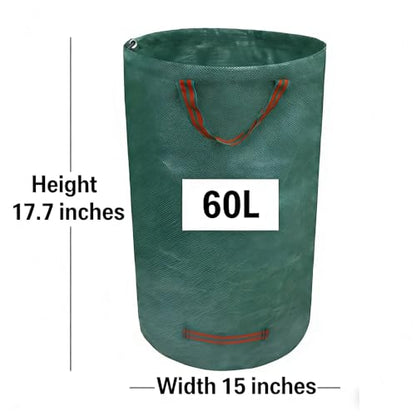 1 Pack Collapsible Yard Waste Bags, 13 Gallon Reusable Small Garden Bags with Handles, Portable Foldable Container for Lawn, Patio & Camping Cleanup