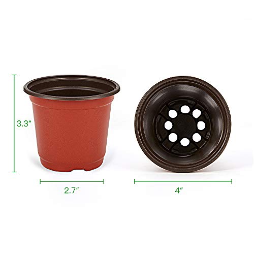 JERIA 200-Pack 4 Inch Plastic Nursery Pots Come with 200 Pcs Labels, Seedling Flower Plant Container and Seed Starting Pots - size: 4 Inch