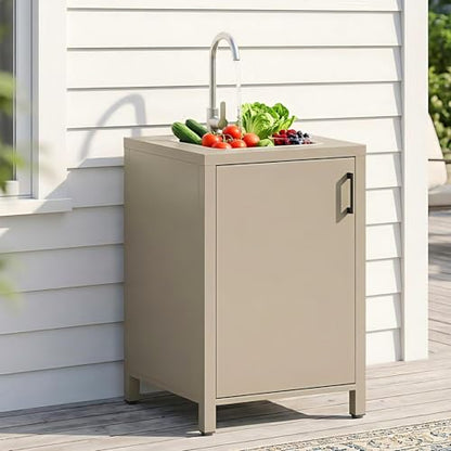 Wisteria Lane Outdoor Storage Cabinet with Stainless Steel Sink, Aluminum Modular Outdoor Kitchen, All Weather Kitchen Island with Sink Station for Patio, BBQ, Backyard - size: Single Sink Cabinet