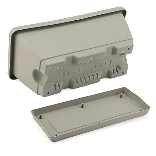 LEXININ 6 Pack 14 Inch Plastic Rectangular Window Planter Box, Window Vegetable Planter Box with Trays, Rectangular Flower Pots for Windowsill, Garden, Balcony, Patio, Grey