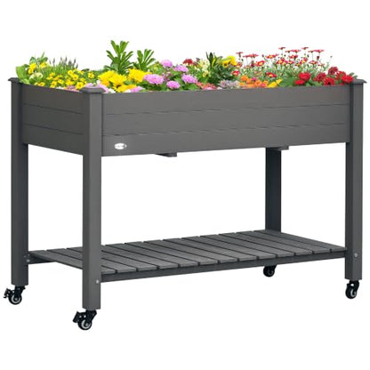 Outsunny Raised Garden Bed Elevated Planter Box 47" x 22" x 33", Dark Gray - color: Dark Gray, size: 47" x 22" x 33"