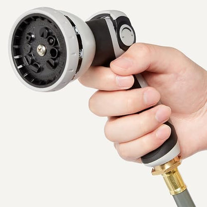 Amazon Basics Retractable Garden Hose Reel, 130 Foot, Wall Mounted, 10-Pattern Spray Nozzle, 180° Swivel Bracket - size: 130ft