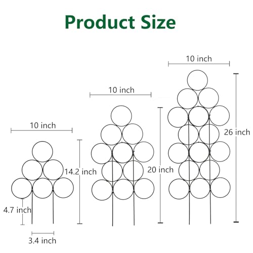 14.2 Inch Trellis for Potted Plants, 3 Pack Metal Plant Trellis Indoor - color: 3 pack black