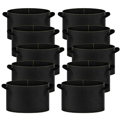 iPower 15-Gallon 10-Pack Grow Bag Thickened Nonwoven Fabric Pots Heavy Duty Aeration Container with Strap Handles for Garden and Planting Vegetable Flowers, Black with Green Stitch Sewing - color: Green, size: 15 Gallon