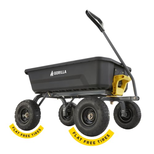 Gorilla Carts Dump Garden Cart, 4 Cu Ft, 600 lb Capacity, No-Flat Tires - size: 4-Cubic Feet