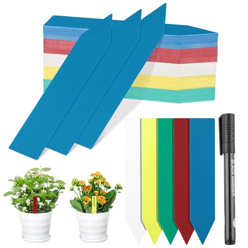 Greaner Plant Identification Stakes, Colorful 100PCS Plant Tags, Plant Markers for Outdoor Plants Waterproof, Plant Label Stakes for Indoor Outdoor plants, Herb Labels with Garden Marker Pen(4 Inches) - color: Multicolored, size: 0.7x4 Inch-100 PCS