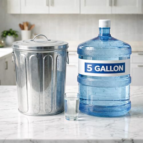 Plexon 5 Gallon Small Metal Trash Can with Lid Outdoor Galvanized Bucket with Lid 5 Gal Fireplace Ash Bucket for Wood Stove Storage Can for Dog Food Bird Seed Storage Container - color: Silver