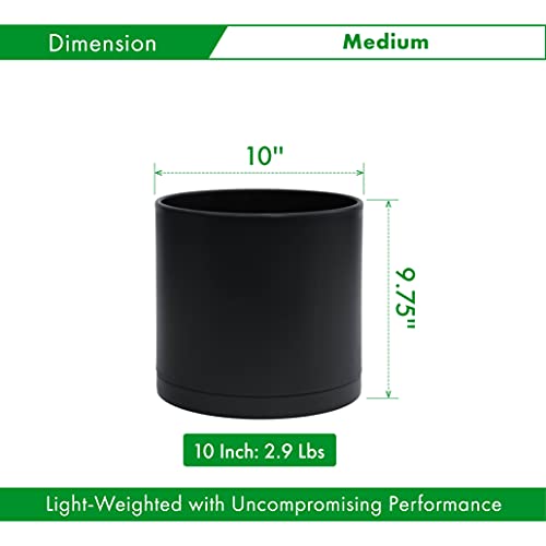 D'vine Dev Plastic Planter Pot with Saucer, 10 in, Black, 74-X-B-2 - color: Matte Black, size: 10 Inch