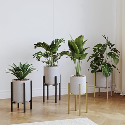 Adjustable Metal Plant Stand Indoor, Fits 8-14 Inch Pots, Mid Century Modern Gold Planter Holder,2 Heights, Heavy Duty 160 lb, Indoor Outdoor Corner Floor Pot Stand, Golden 2 Pack - color: golden 2 Pack