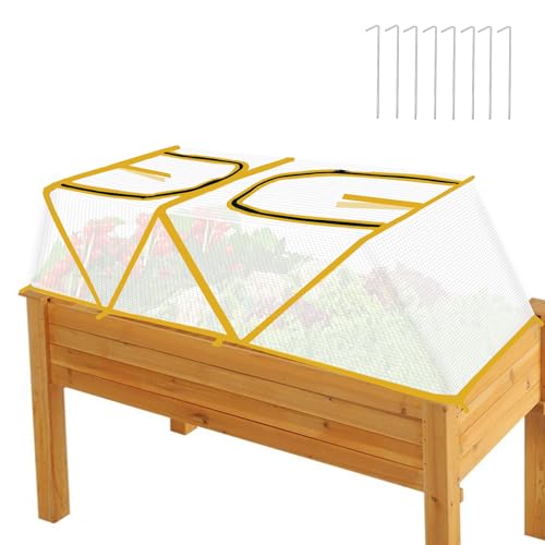 47.2" *14.6" *13.4" Foldable Garden Accelerator Plants Cover Freeze Protection for Raised Bed, Mini Greenhouse Cover with Two Air Hole, Frost Cover for Plant Vegetable Seedling Protector - color: Yellow