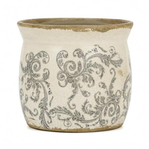 Doysayes Vintage Ceramic Flower Pot for Indoor Plant with Drainage Hole - color: Gray