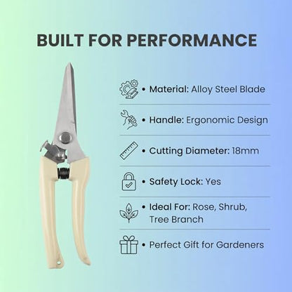 1Pc Straight Garden Shears with Safety Lock, Plant Pruning Scissors - color: 1pc- Straight Pruning Scissors