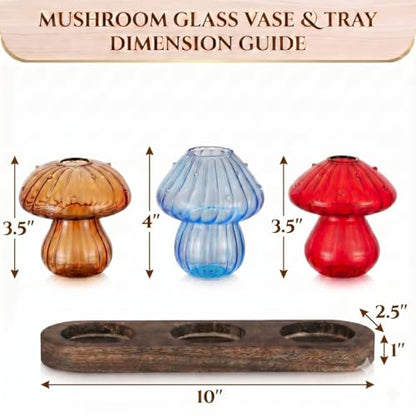 Mushroom Propagation Station, 3 Glass Vases, Wood Stand