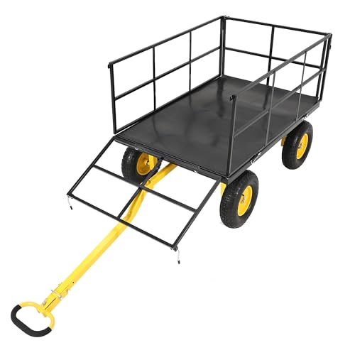 1500 LBS Steel Garden Cart with Removable Sides & Liner - color: Black
