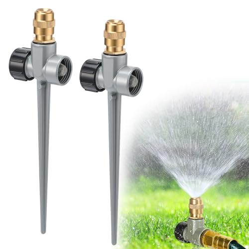 Acostop 2pcs 360° Spray Sturdy Metal Sprinklers for Yard Lawn Small Garden