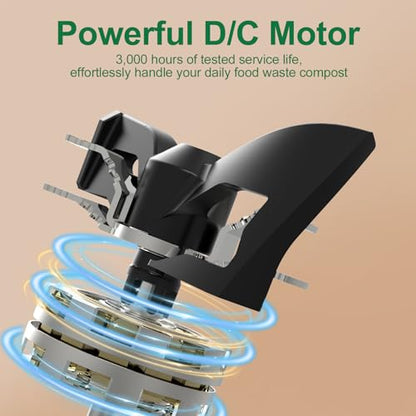 3L Electric Composter for Kitchen, Countertop Compost bin, One Touch Smart Model Handle Kitchen Waste, with Triple Grinding Blade, Carbon Filter, Auto-Cleaning, LED Touch Screen