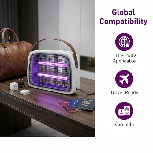 LED Bug Zapper, 12 LED Tube Up to 6 Years, Electric Mosquito Zapper, 11V-240V Fly Trap Widely Applicable.