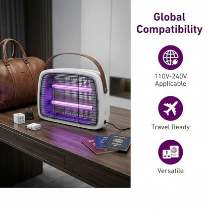 LED Bug Zapper, 12 LED Tube Up to 6 Years, Electric Mosquito Zapper, 11V-240V Fly Trap Widely Applicable.